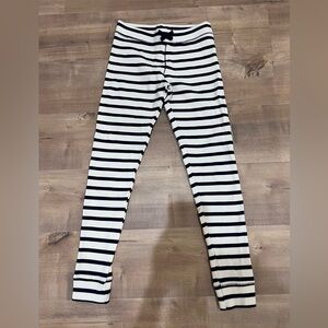 Zara Navy and White Striped Leggings